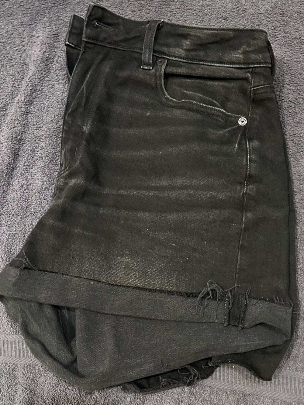 American Eagle Distressed Black Denim Shorts